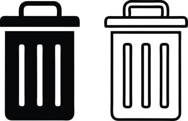 Bin icon set. Trash can, delete button. Vector