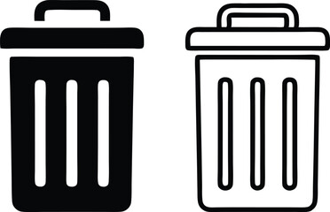 Bin icon set. Trash can, delete button. Vector