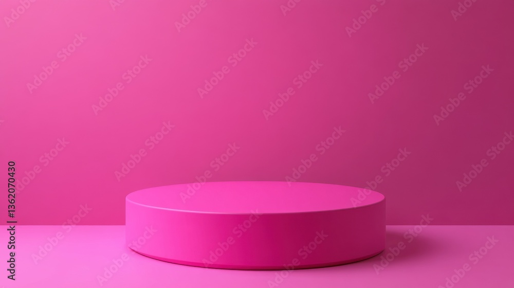 Aufkleber 3d top view of a round pink podium against a minimalistic backdrop designed for product presentation