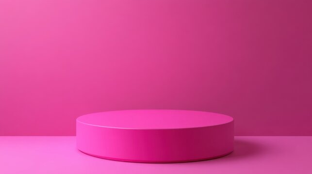 3d top view of a round pink podium against a minimalistic backdrop designed for product presentation with a vibrant magenta color that captures attention and highlights the display illustration