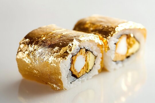 A golden sushi roll with kanpyo and shiitake