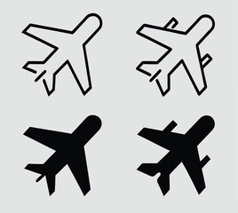 Plane icon. Plane symbol set. Airplane flat and line icons. Vector