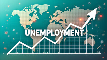 Global Unemployment Crisis Rising Economic Recession Job Loss Financial Crisis Pandemic Impact Economic Downturn Business Decline Market Crash Workforce Struggles Economic Instability Graph Chart.
