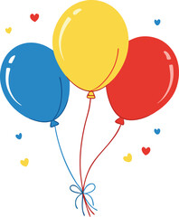Balloons. Three colored balloons. Vector illustration