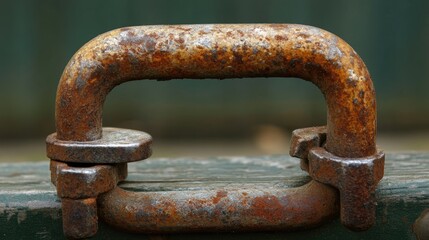 Rusty Metal Clasp: A Close-Up Study of Corrosion and Texture