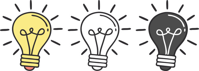 Bulb simple icon set. Vector illustration