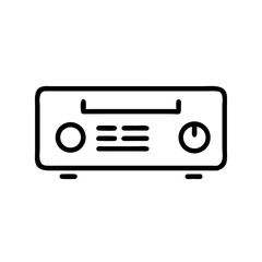 Fototapeta premium Retro radio icon in black line art on a transparent background 