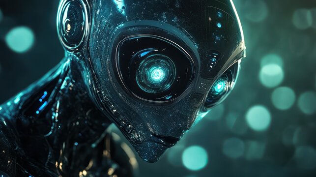 intelligent extraterrestrial, alien being or artificial intelligence. Generative AI illustration