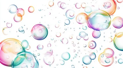 Vector illustration portraying underwater air bubbles fizzing and streaming on a white background, resembling effervescent drink bubbles in water or a sea aquarium.