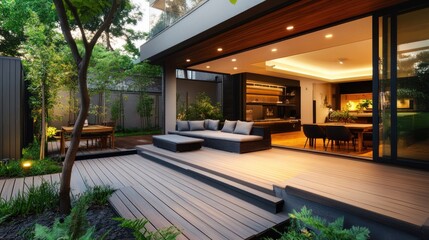 Fototapeta premium Modern home with expansive patio