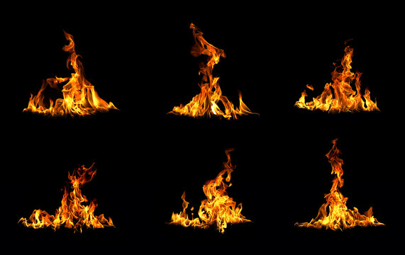 Black background fire, flames with torches and textures with splitting power effect, can grill red, burning with burning smoke and sparks in barbecue grill fire
