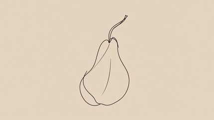 Elegant pear outline on pastel background, a minimalist style illustration