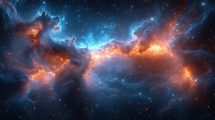 Naklejka premium Vibrant celestial nebula displays a rich array of cosmic colors