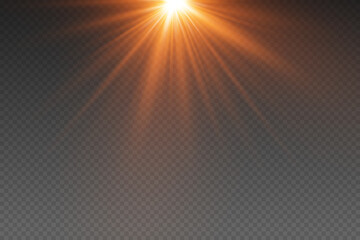 Obraz premium Golden flash of light, lens flare. On a transparent background.