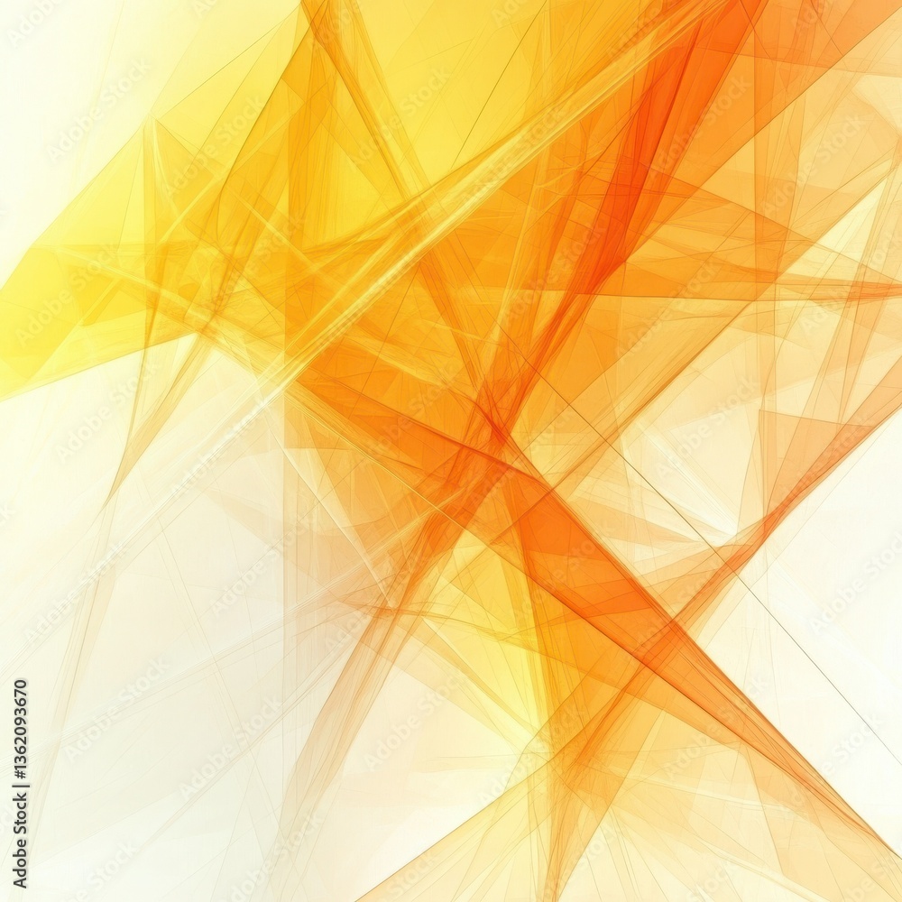 Poster technology abstract fractal lines background with low poly pattern, yellow orange and white color.