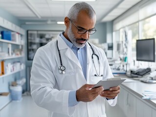 Healthcare professional analyzes medical data in a modern clinical environment to enhance patient outcomes