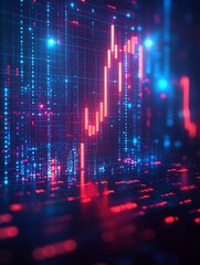 Obraz premium Digital Stock Chart, Rising Trend, Abstract Background