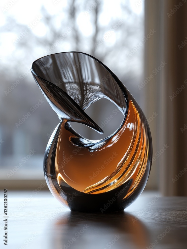 Poster smooth glass with curved surfaces creating a dynamic and artistic piece.