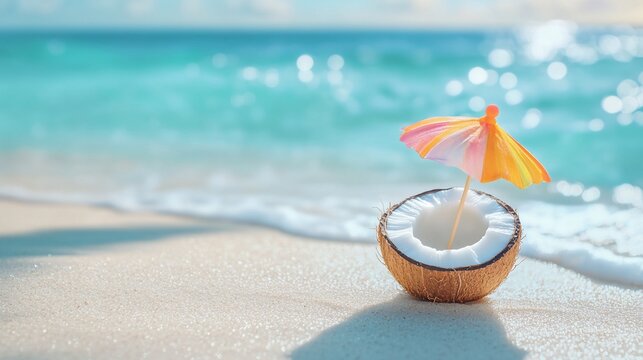 Exotic coconut cocktail, perfect for tropical vacations and summer getaways