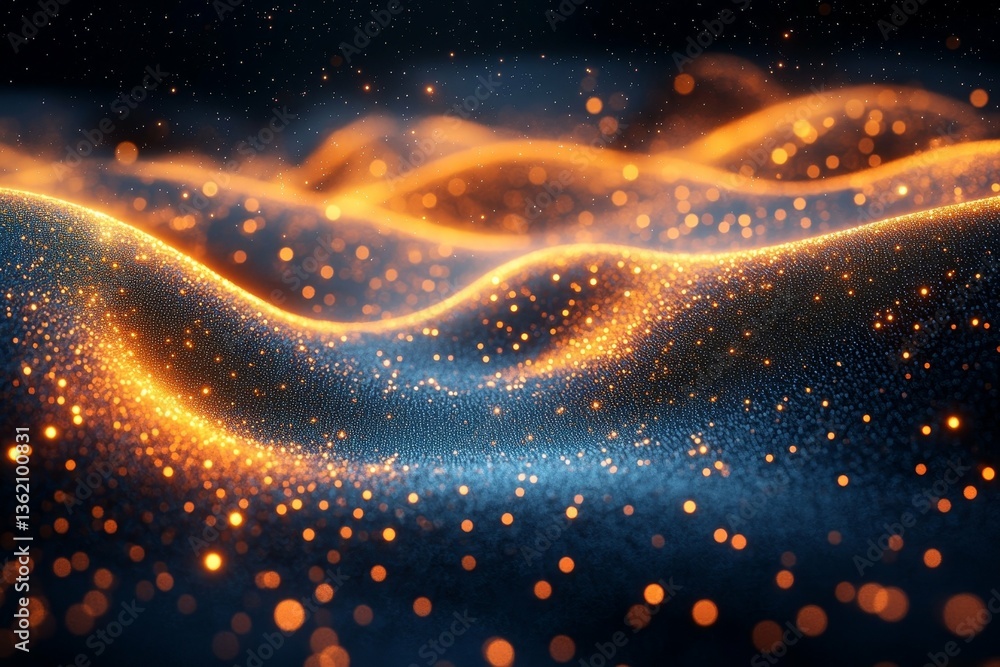 Poster abstract glowing particle waves design