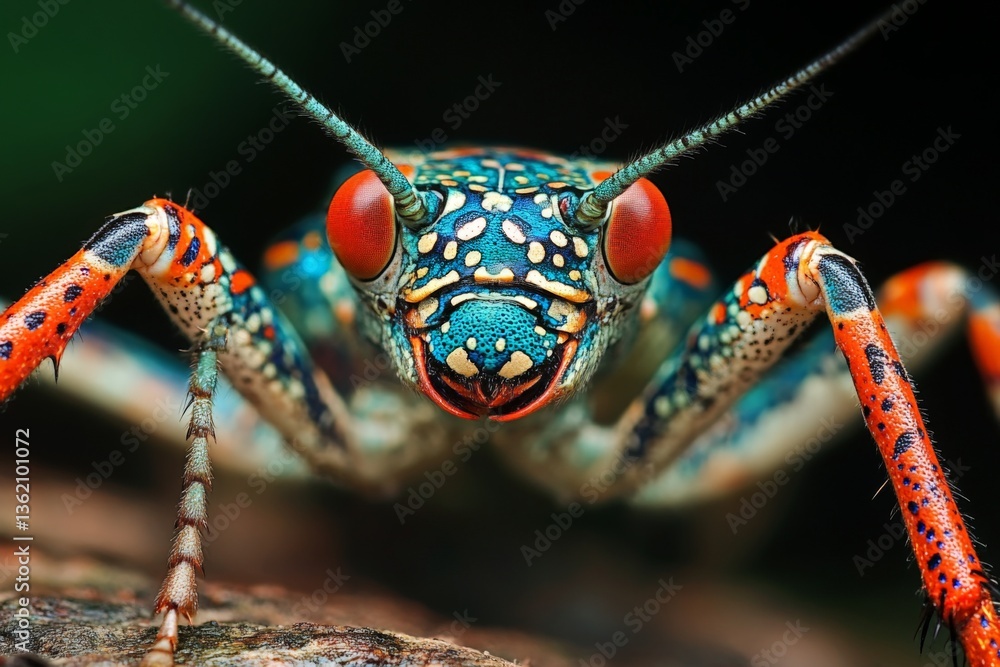 Poster colorful insect close-up reveals vibrant patterns and intricate details in a natural setting
