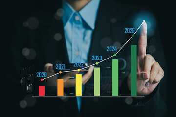 Business growth chart with increasing revenue trends, business concept