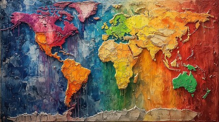 A generative AI artwork depicting the global population, each nation represented by diversely colored ethnicities and cultures. 