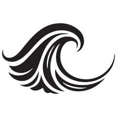sea wave silhouette Black isolated on white background. Nature ocean graphic symbol vector illustration. with white background