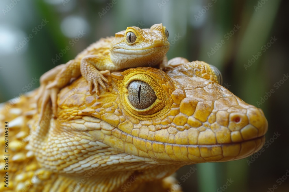 Aufkleber Unique interaction between two reptiles in a natural setting during daylight hours