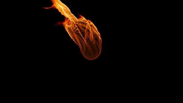 Burning matter dances in the air. Flashes of fire.