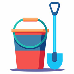 plastic beach bucket with matching shovel 