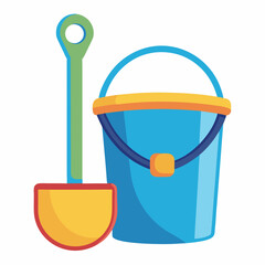 plastic beach bucket with matching shovel 