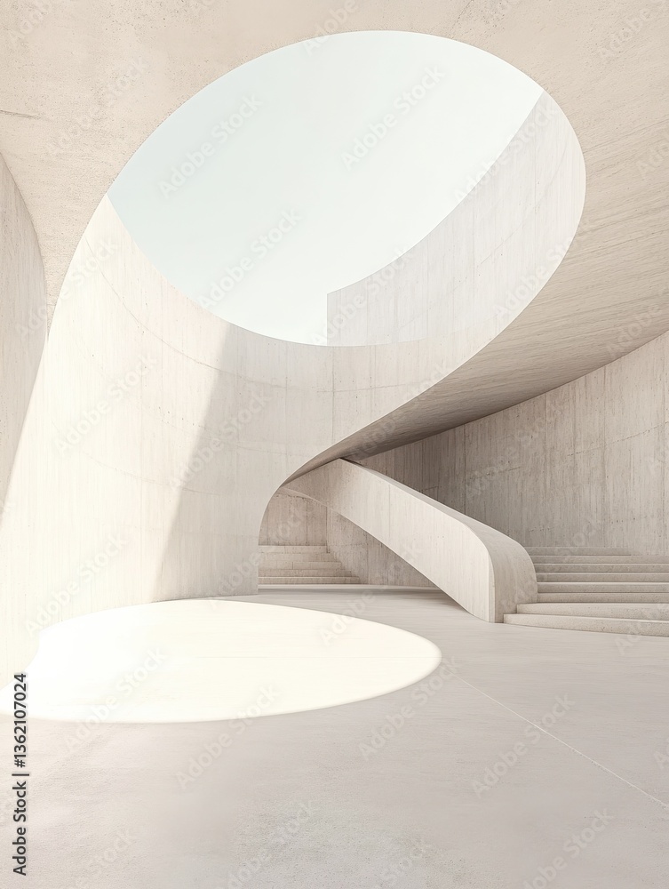 Poster empty minimal abstract architecture building interior or exterior concrete design with open space fl