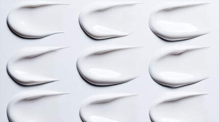 Smears of white cream are creating a beautiful, repetitive pattern, suggesting skincare, cosmetics, or painting, with potential use for beauty, health, or art-related projects