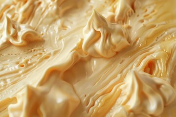 Photo of Caramel and apple ice cream in orange color. Food photo for backdrops or recipes