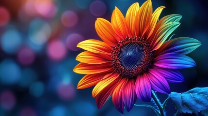 Obraz premium A vibrant sunflower, outlined in an artistic line-drawn style, beckons to be filled with color, embodying the creativity of generative AI. 