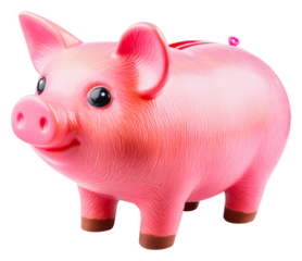 Saving money with a cute piggy bank home office digital fun isolated on transparent background