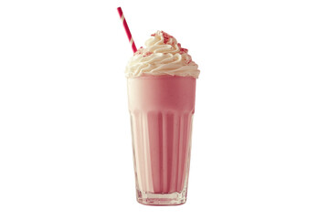 A Luscious Strawberry Milkshake Topped With Fluffy Whipped Cream And A Sprinkle Of Magic, Ready To...