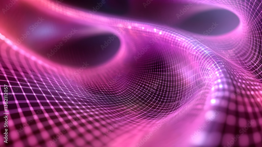 Aufkleber an abstract digital artwork showing a flowing and glowing mesh design