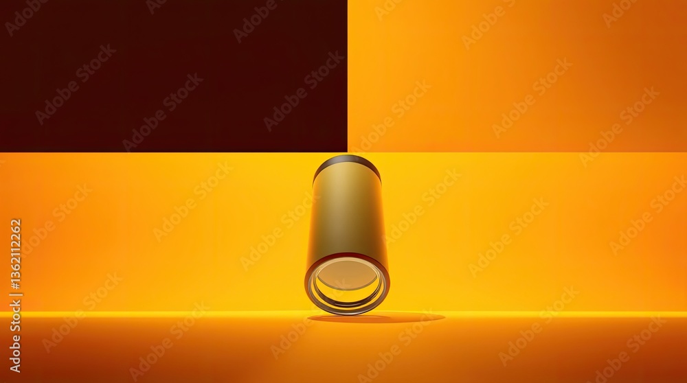 Poster cylindrical object stands out against a color blocked background