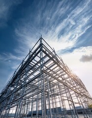 Structure of steel for building construction on sky background. Generated image