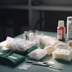 First Aid Kit Contents Bandages Gauze Scissors Antiseptic