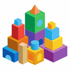 Naklejka premium colorful wooden toy blocks