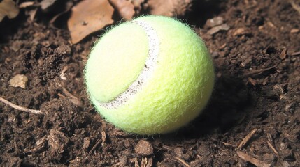 Lost Tennis Ball on Brown Soil Ground