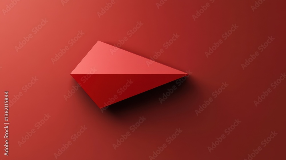 Poster minimalist single red arrow pointing right in a flat design