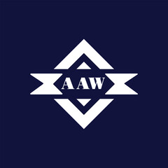 Abstract AAW Monogram Logo Design on Blue Background