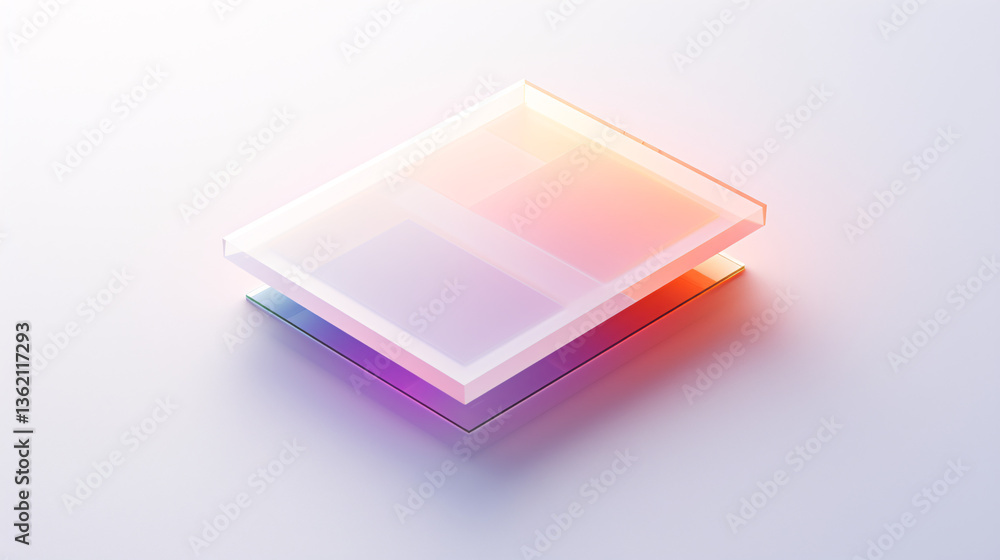 Fototapete Simplistic visual of a glowing high-tech computer chip on a gradient podium with futuristic ambiance.

