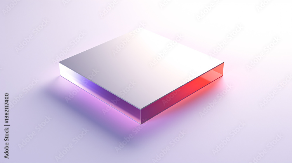 Fototapete Simplistic visual of a glowing high-tech computer chip on a gradient podium with futuristic ambiance.

