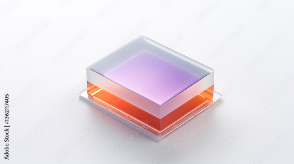 Fototapete Simplistic visual of a glowing high-tech computer chip on a gradient podium with futuristic ambiance.

