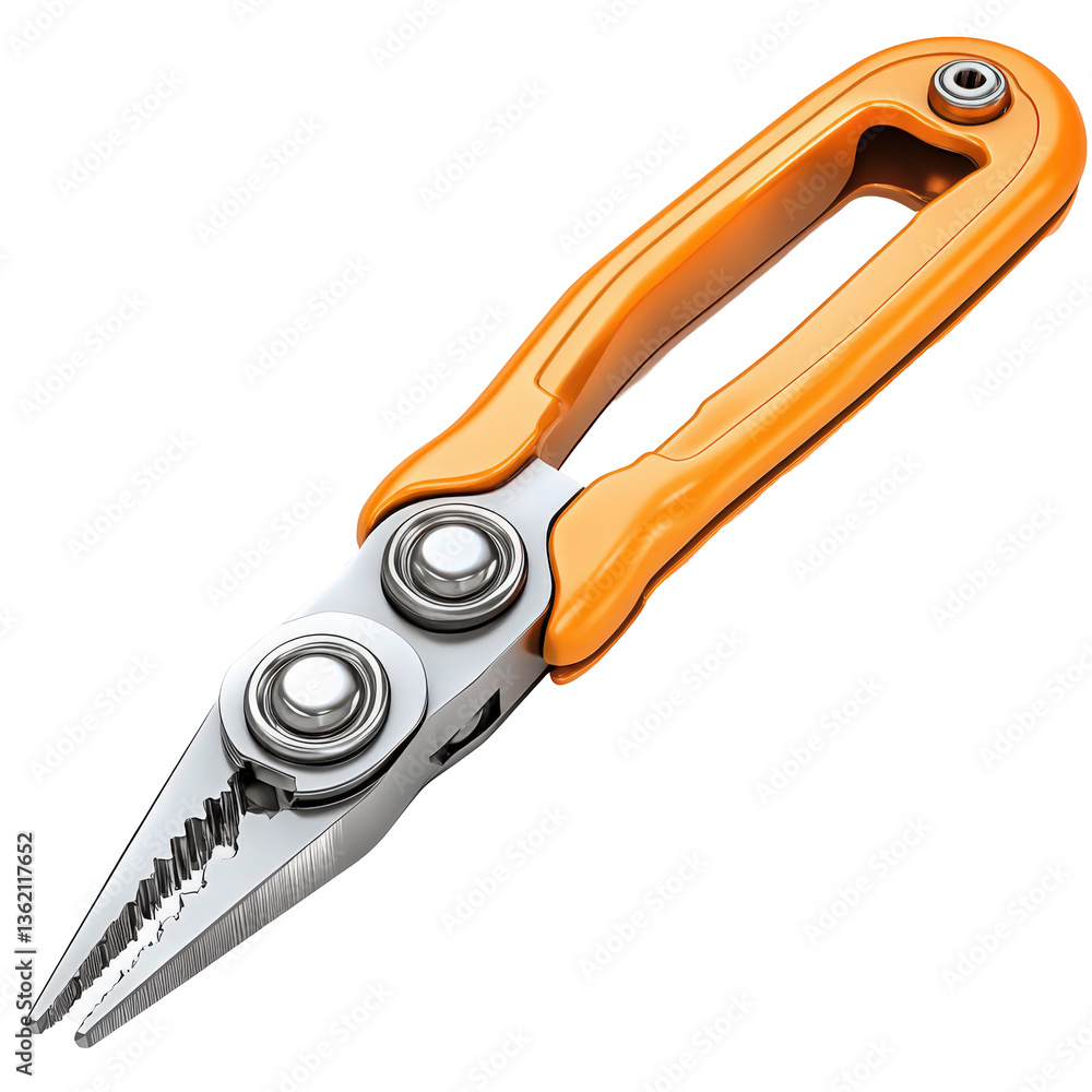 Poster close-up of orange multipurpose tool, showcasing craftsmanship isolated on transparent background